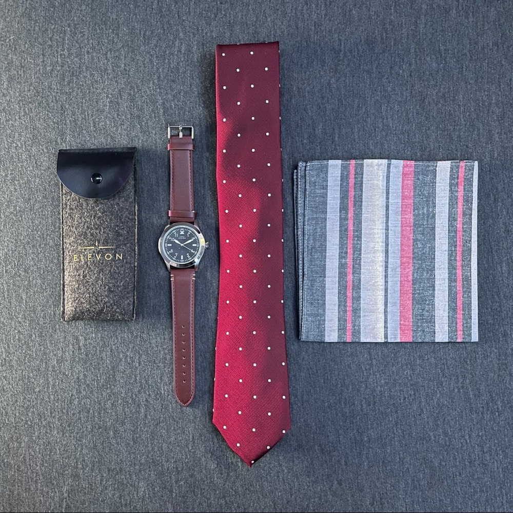 ELEVON Watch, Pocket Square, Tie